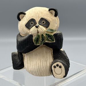 Vtg Artesania Rinconada Panda Bear Bamboo Leaves Figurine Uruguay Retired 3.5"